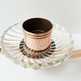 Paire d'appliques vintage 1950 cuivre & verre