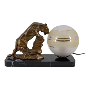 Lampe veilleuse Art Déco au félin,
