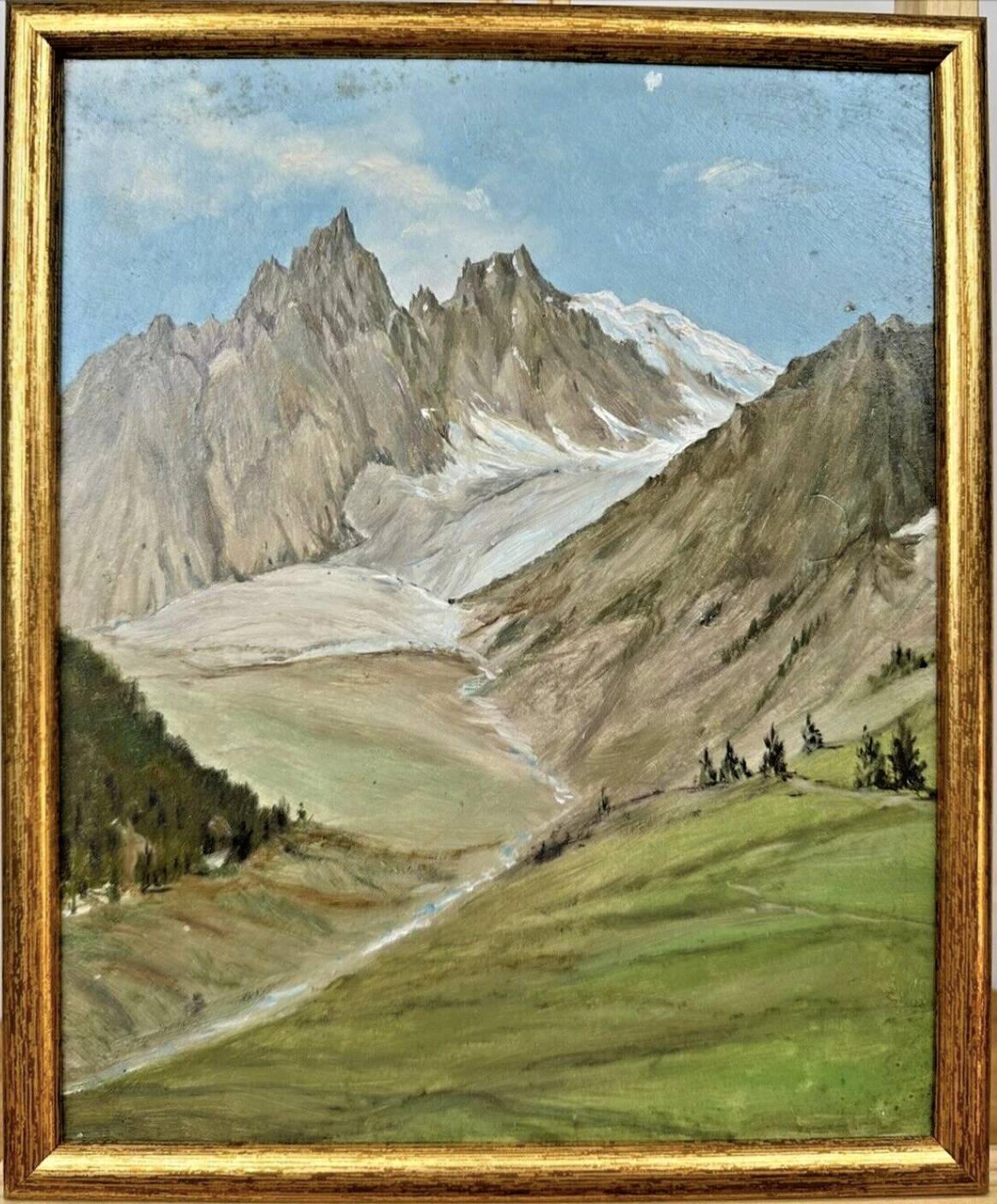 Oil on panel by charles de ziegler mountain landscape 1890-1962