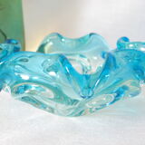 Empty pocket corolla in vintage azure blue Murano glass