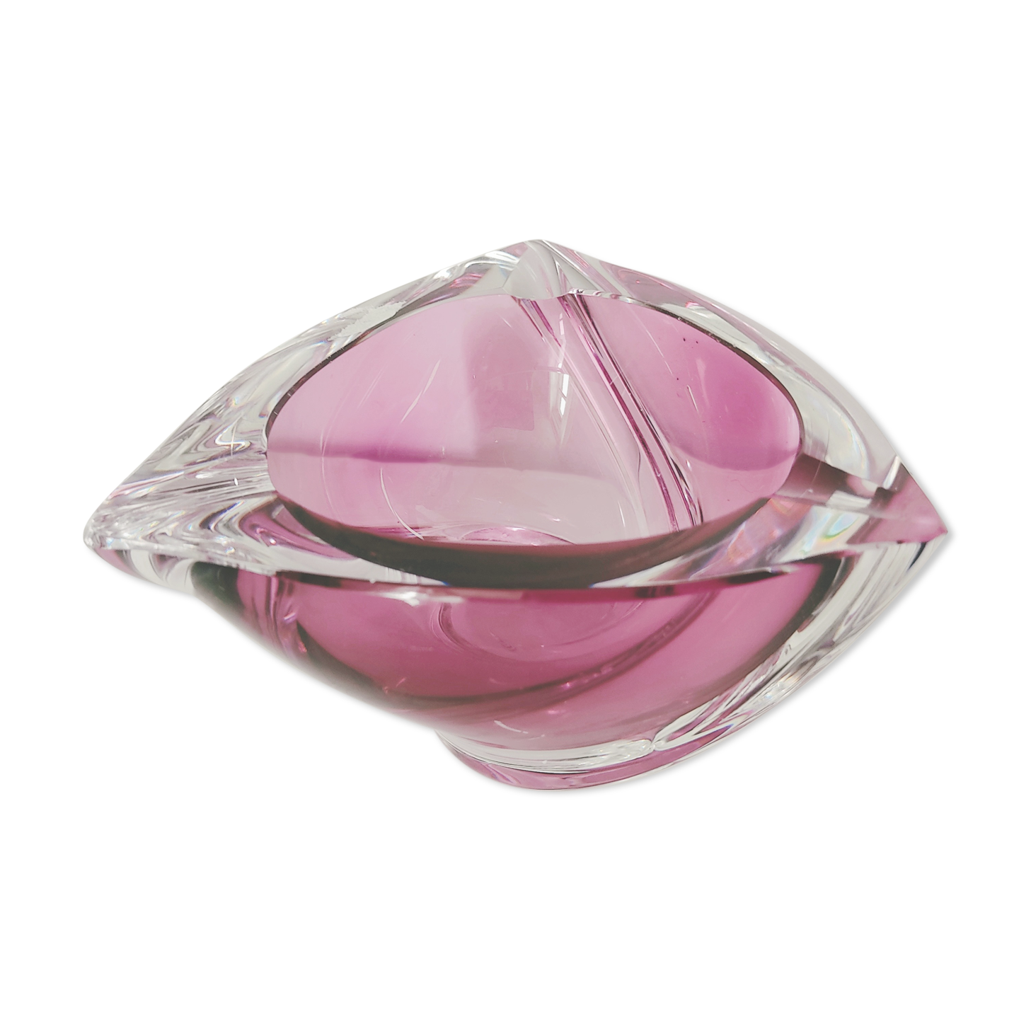 Purple crystal ashtray Val Saint Lambert trident model