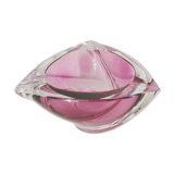 Cendrier en cristal mauve Val Saint Lambert modèle trident