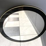 Miroir rond à décor noir années 60