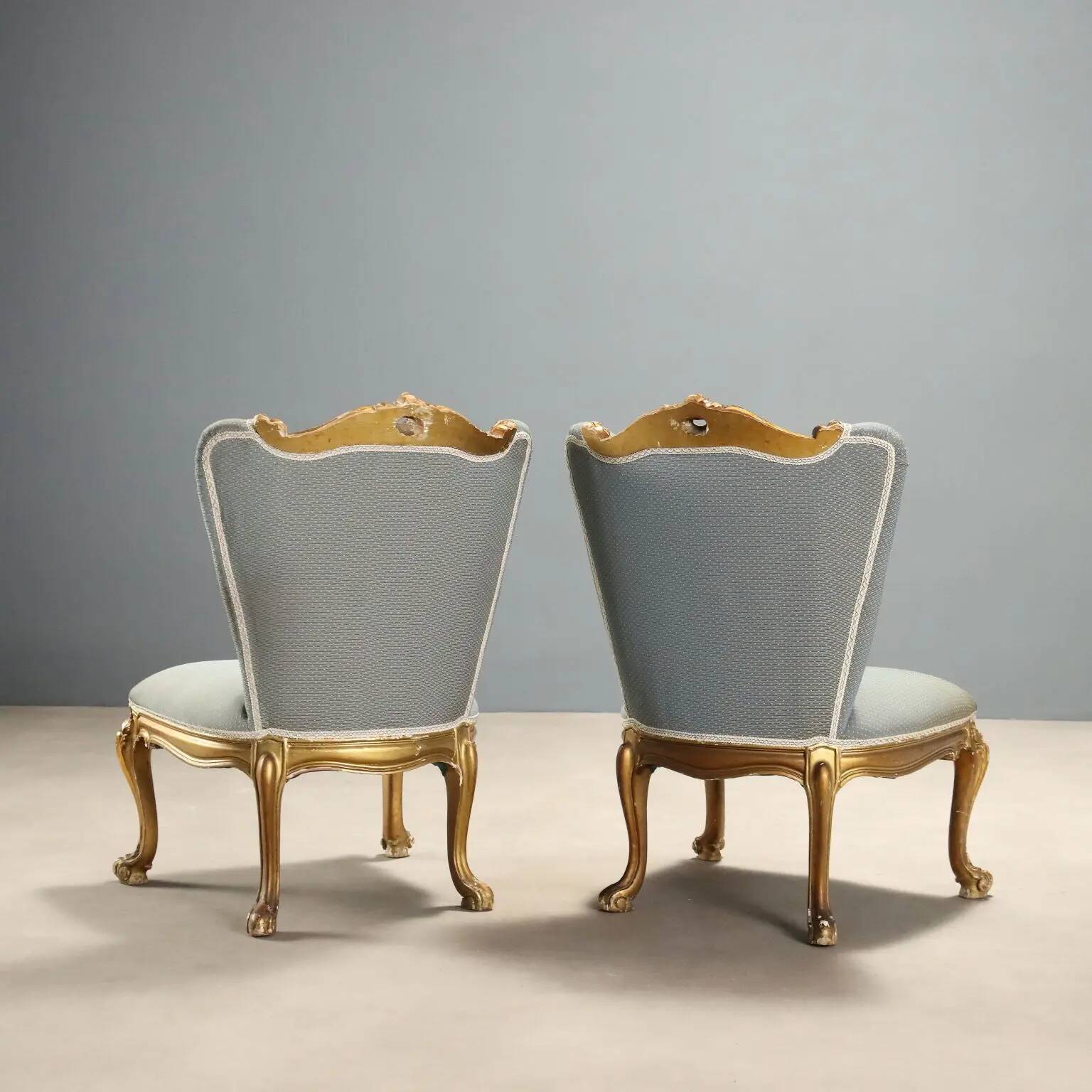 Antique baroque chairs in carved wood, Italy, 20th century