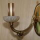 Reccagni wall light pair in brass and frosted glass.
