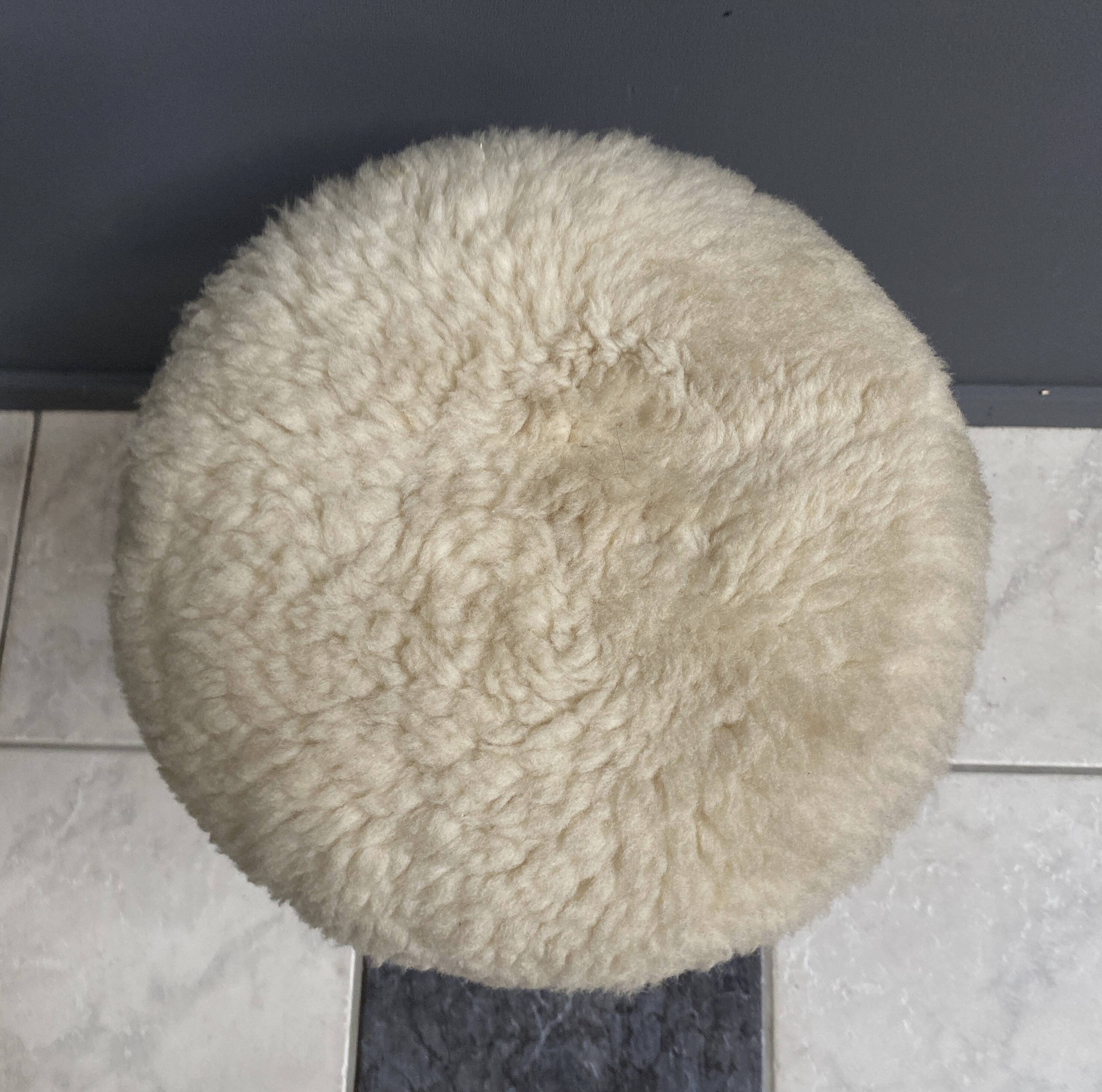 wool top brass small stool 1960s