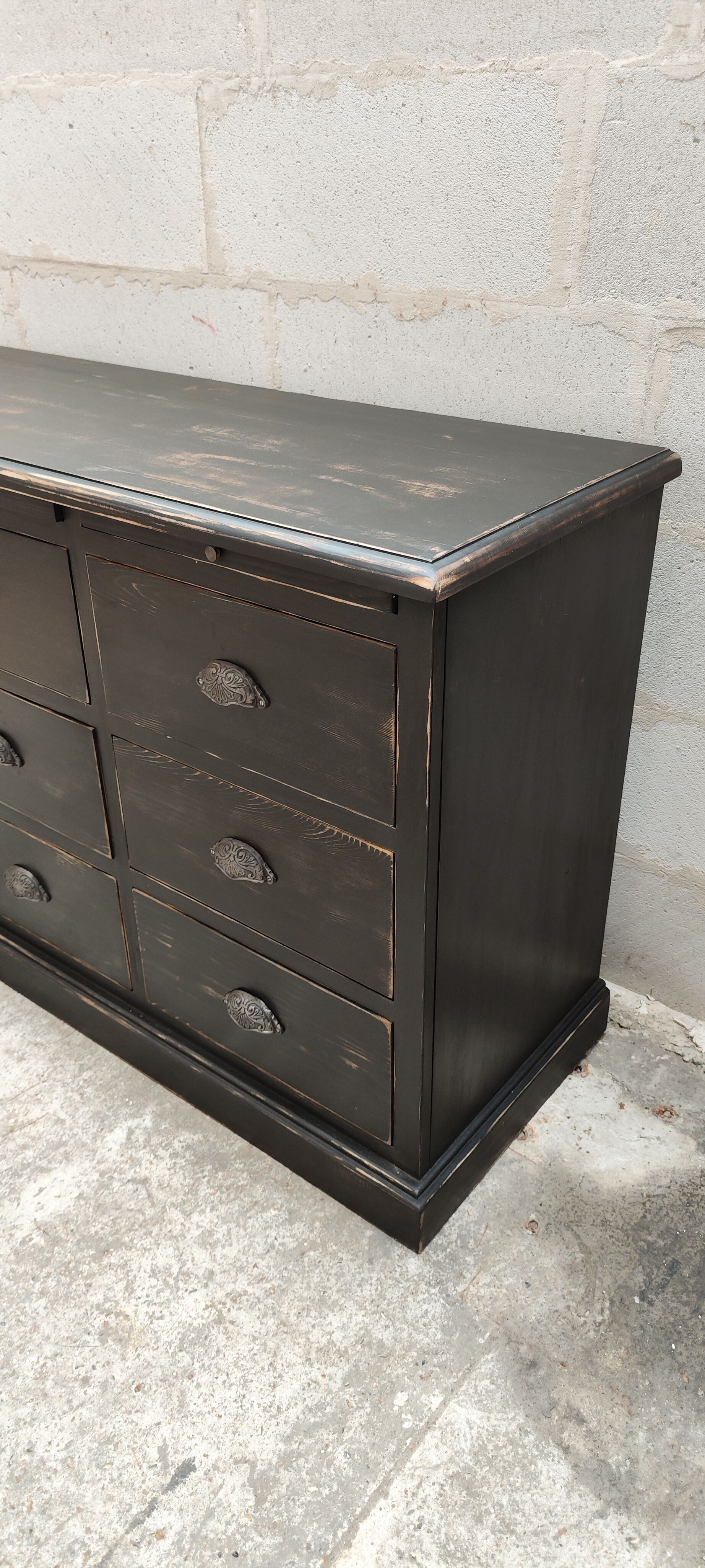 Furniture of trade nine drawers three shelves patina black