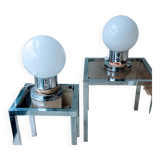 Pair of mcm chromed lamps