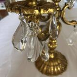 Bronze and crystal chandelier floor lamp