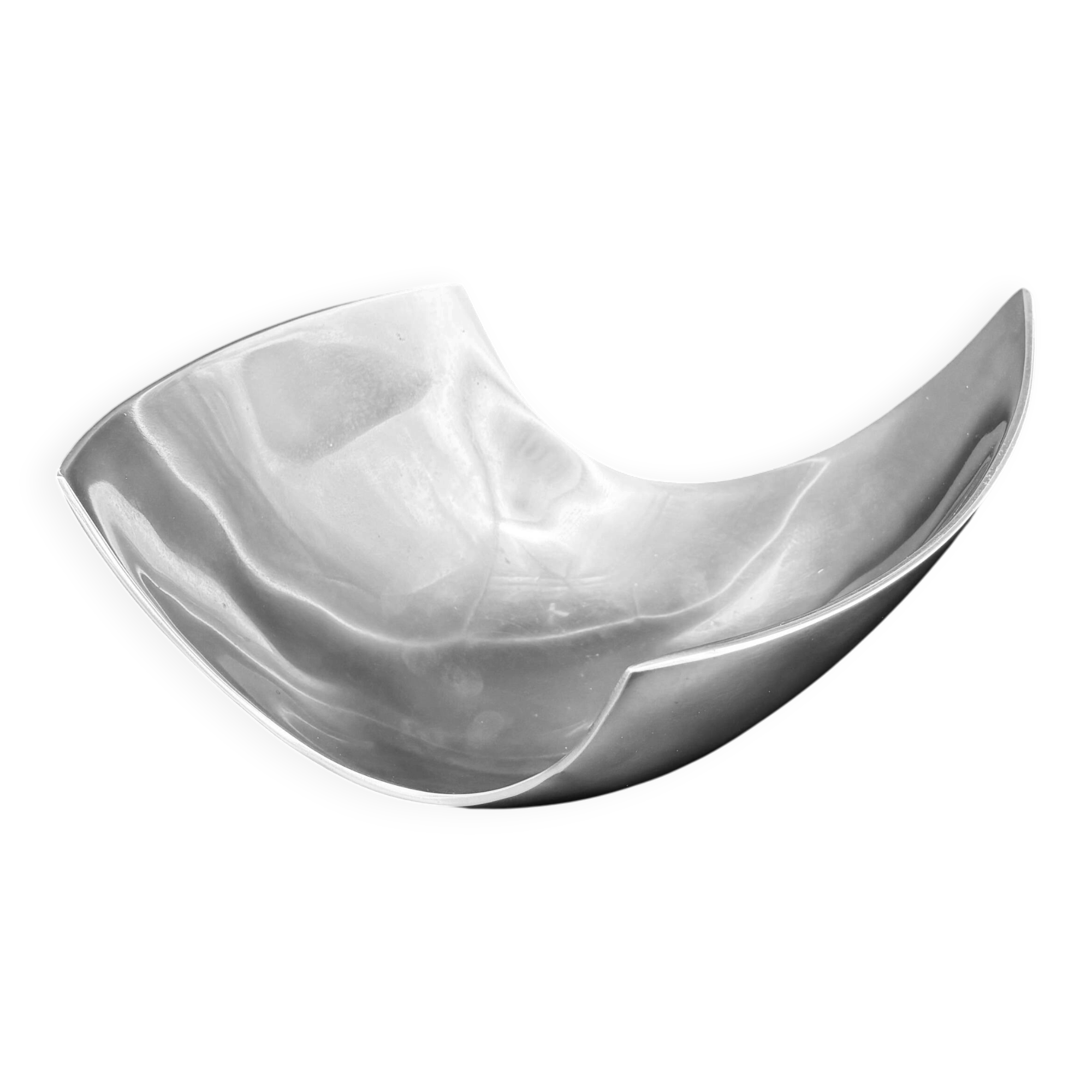 Sculptural polished aluminium bowl, in the style of Michael Lax, 1970s.