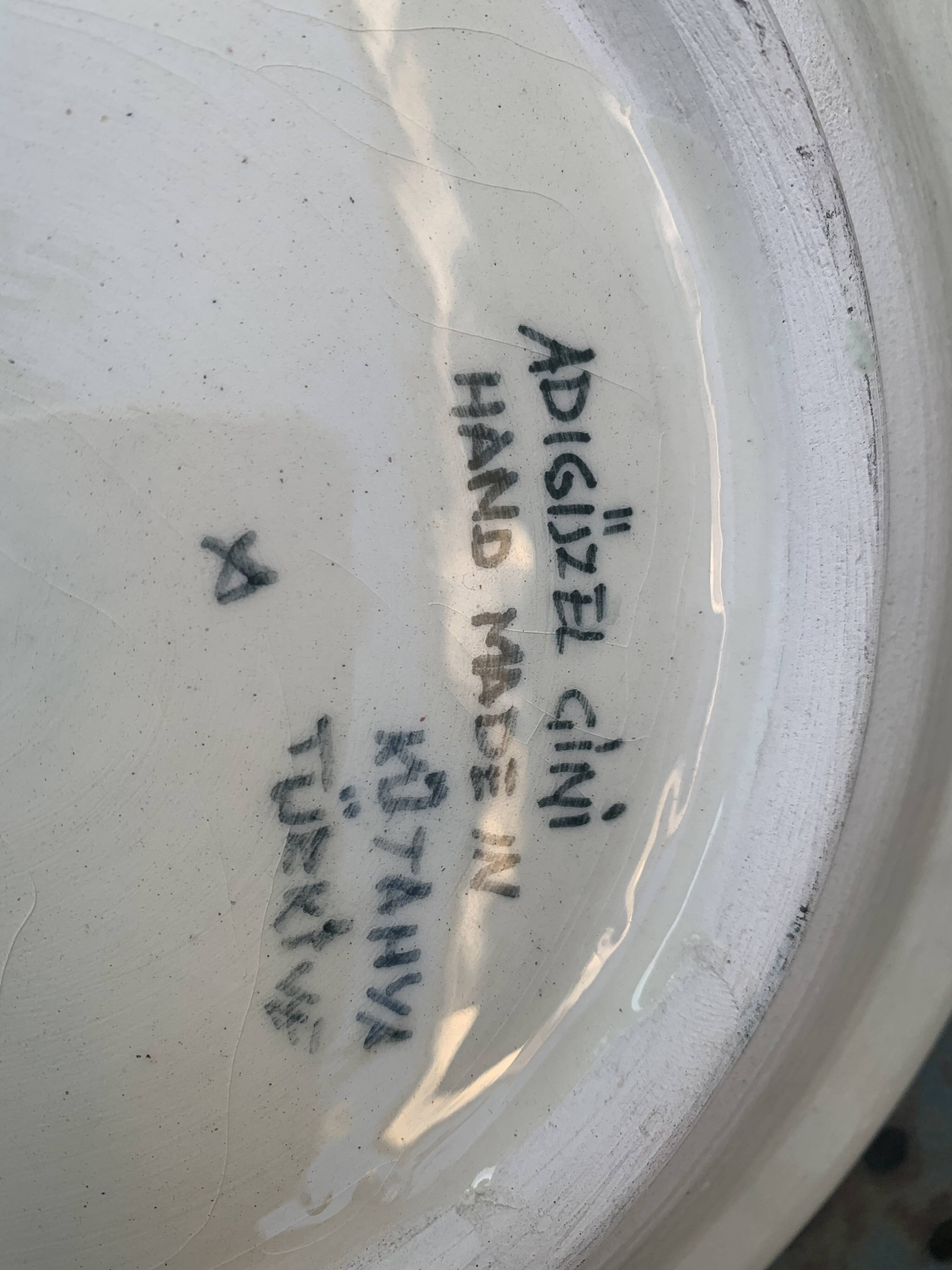 Handmade ceramic collector's plate, glazed with enamels, signed by Adiguzel Gini, Türkiye