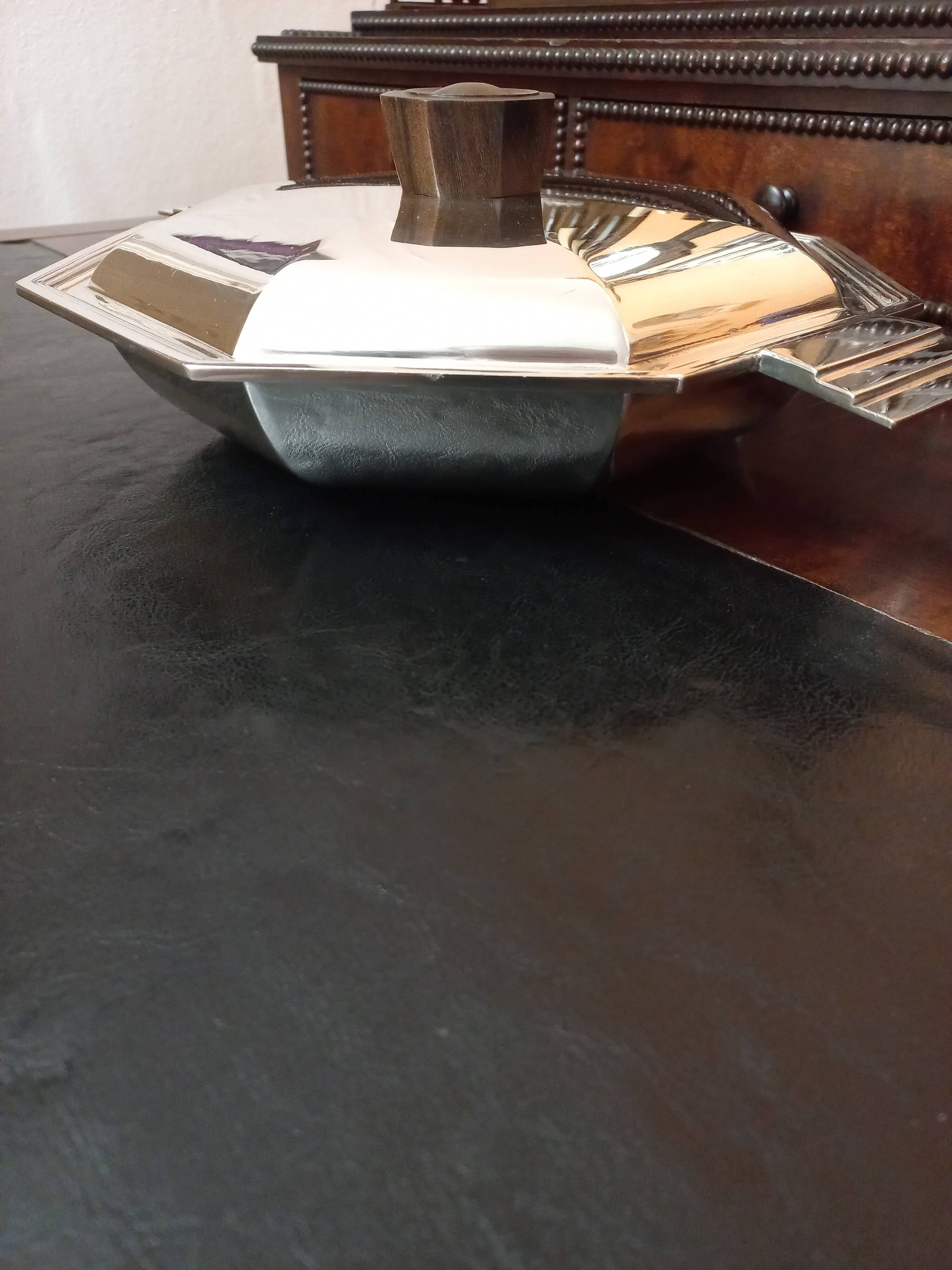 Art Deco plate 1930 silver metal