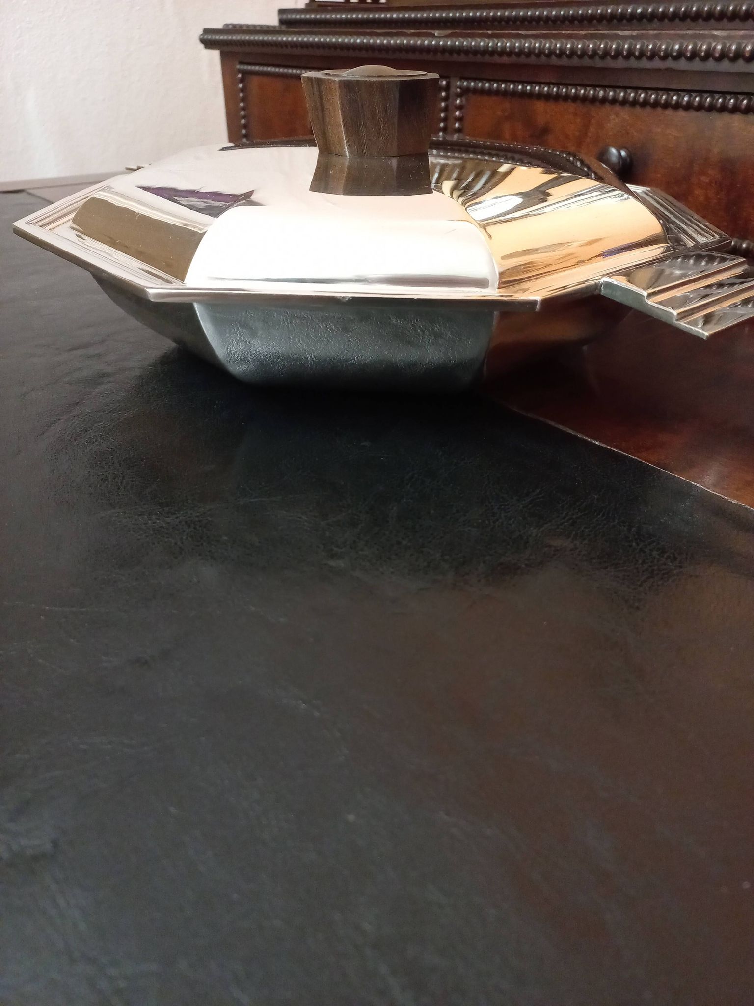 Plat Art Déco 1930 métal argenté