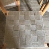 Set of 6 vintage brutalist chairs and beech and jute straps