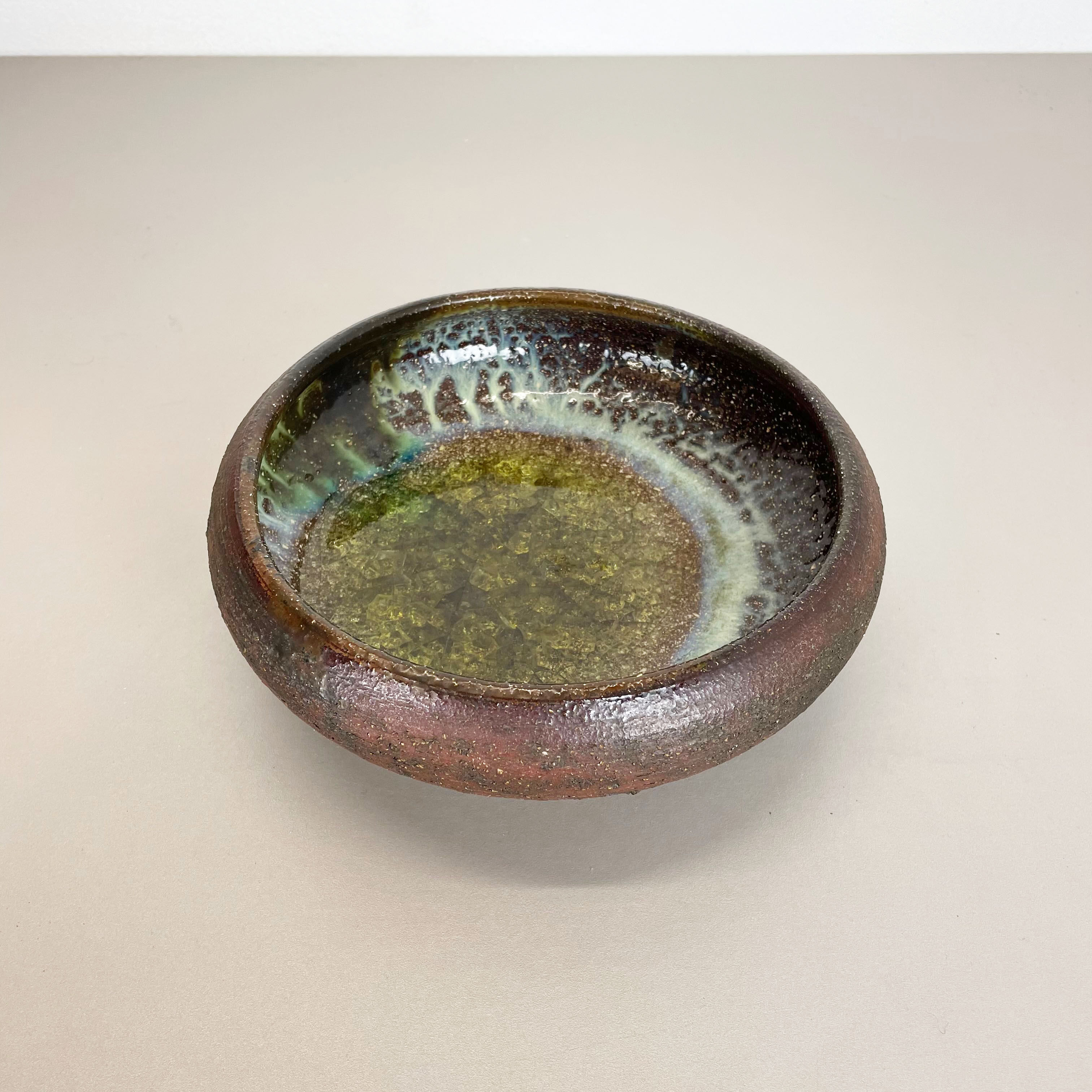 Ceramic studio pottery bowl shell element by gerhard liebenthron, germany, 1970s