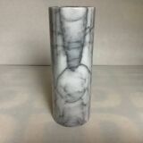 Roll vase in grey and white marble