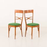 Italian mid-century chairs in walnut and wool