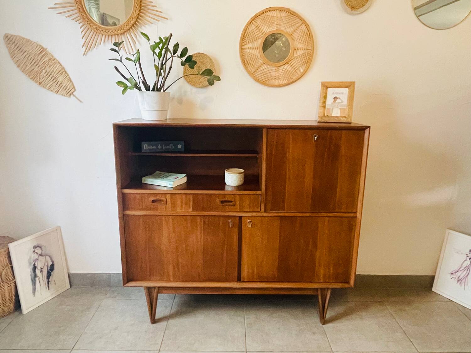 Vintage signed high sideboard / silver dresser