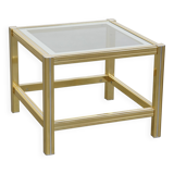 Table d'appoint/table basse vintage Hollywood Regency avec plateau en verre
