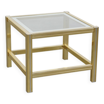 Table d'appoint/table basse vintage Hollywood Regency avec plateau en verre