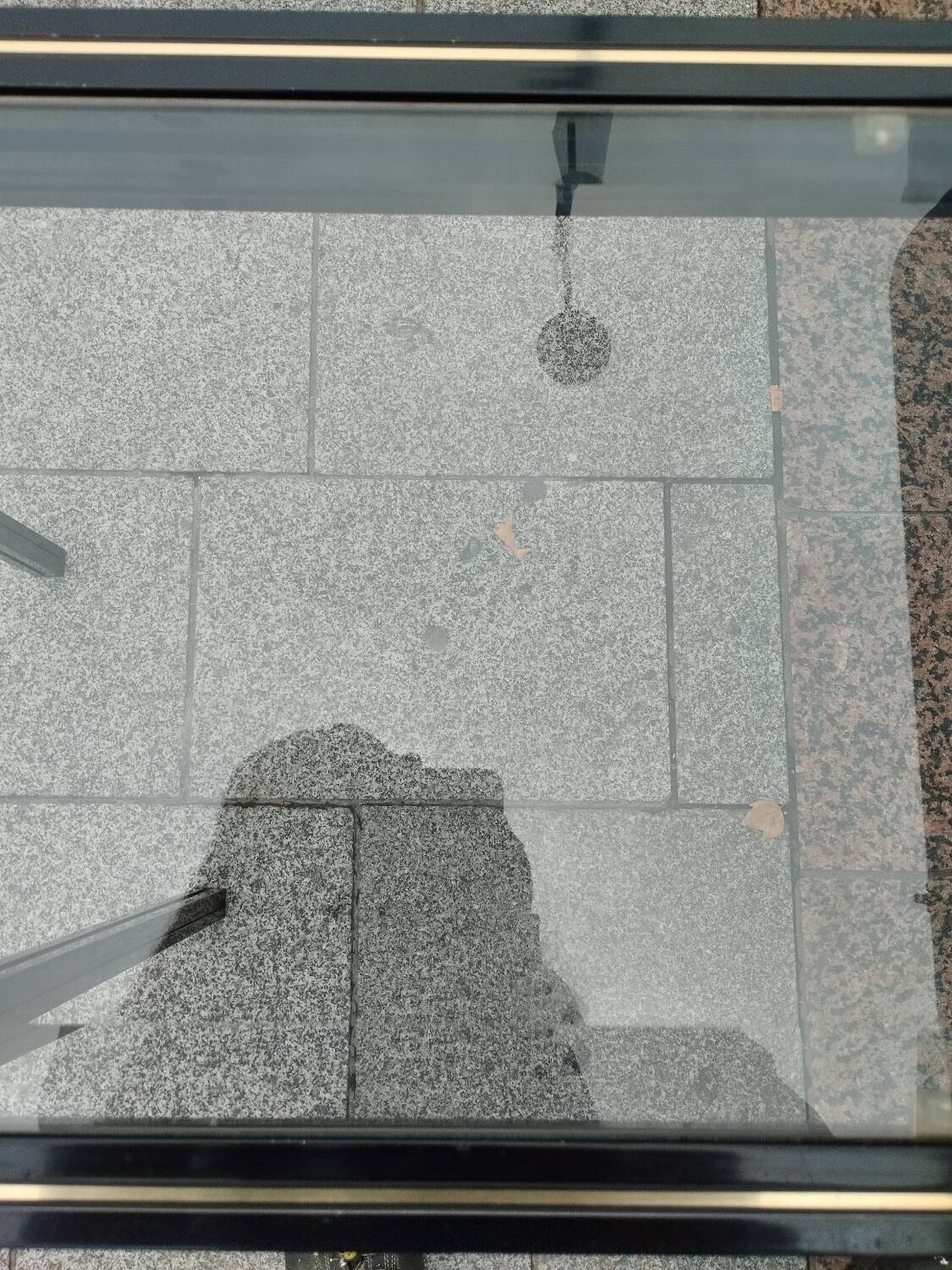 Old console with vintage glass top