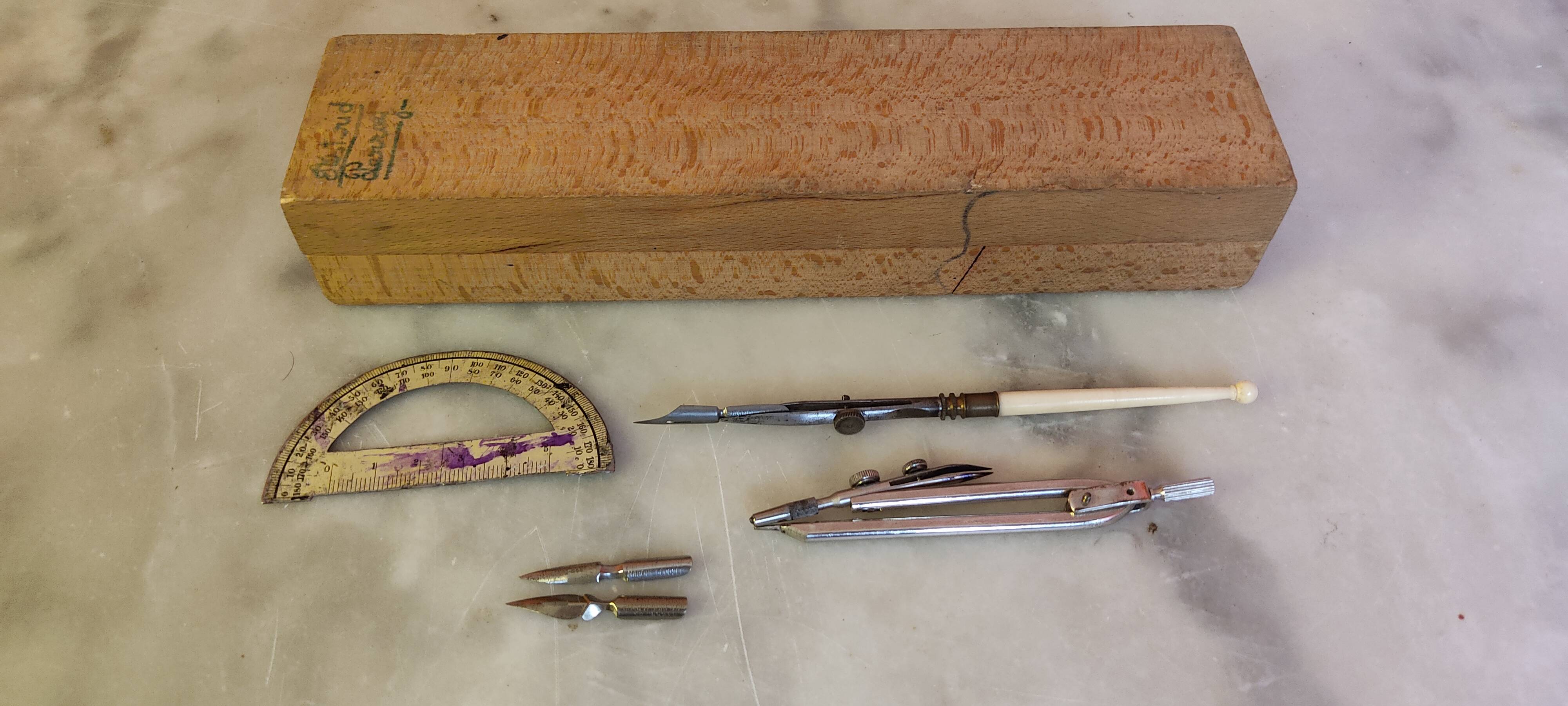 Used wooden floor pencil case