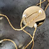 Vintage white glass triple globe suspension from Clichy and opaline.