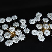 Pair of Murano white flower ceiling lamps. Italy 1980s