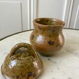 coffee service 6 cups and saucers, teapot and sugar bowl in ceramic / pottery / stoneware years 50-6
