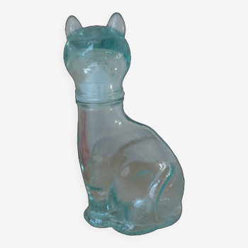 Petite Bouteille de Chat Vintage, Carafe ou Flacon en verre bleu clair VEA Italie