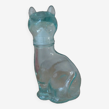 Small Vintage Cat Bottle, Carafe or Flask in Light Blue Glass VEA Italy