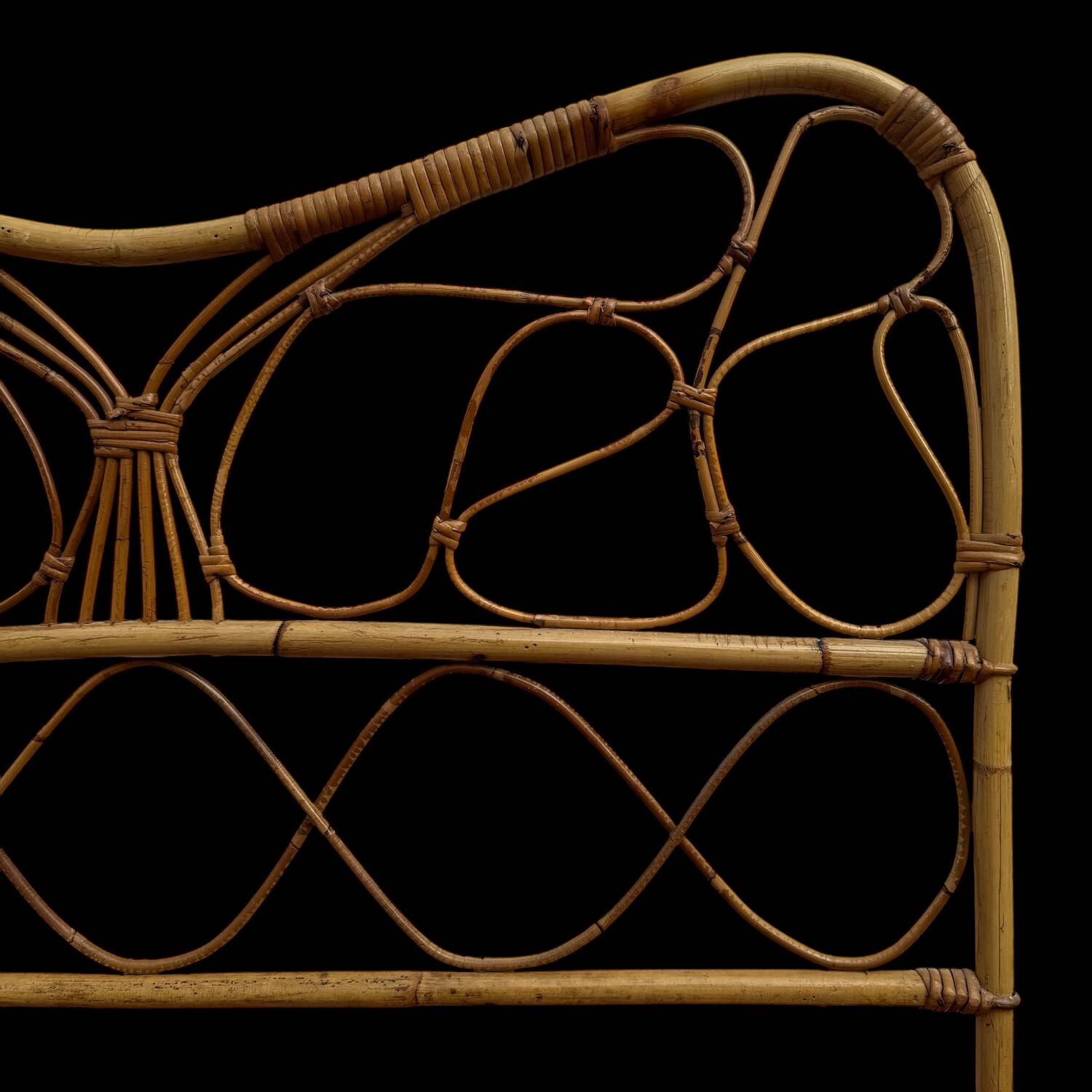 Pair of rattan headboards from the 50's Italy