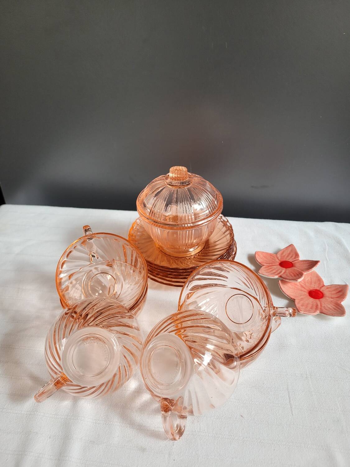 Rosaline cups and sugar bowl