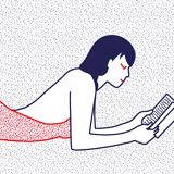 Illustration A4 naiade no. 4/8 bretagne baigneuse mer