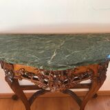 Carved wooden and marble console