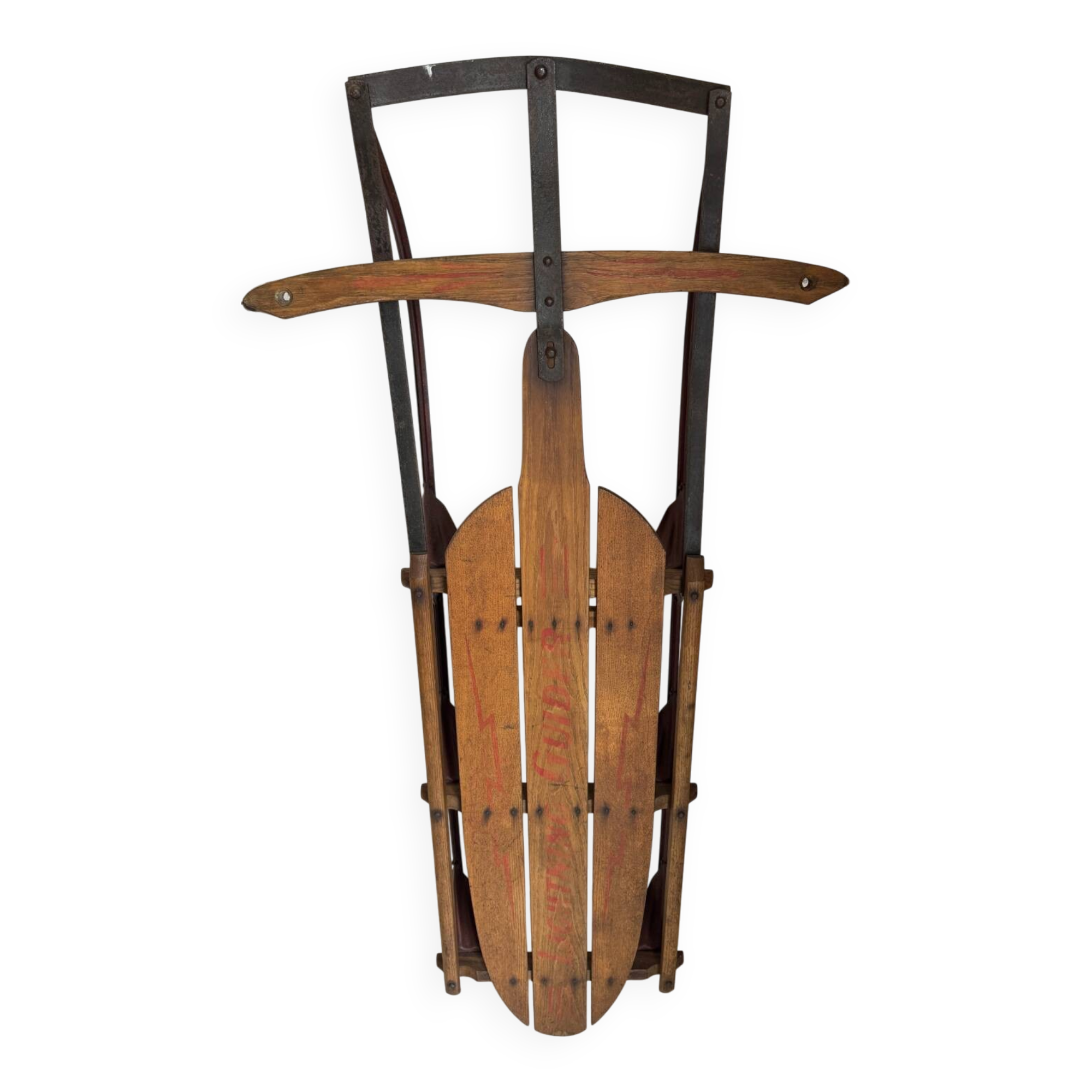 Ancienne luge américaine en bois vintage