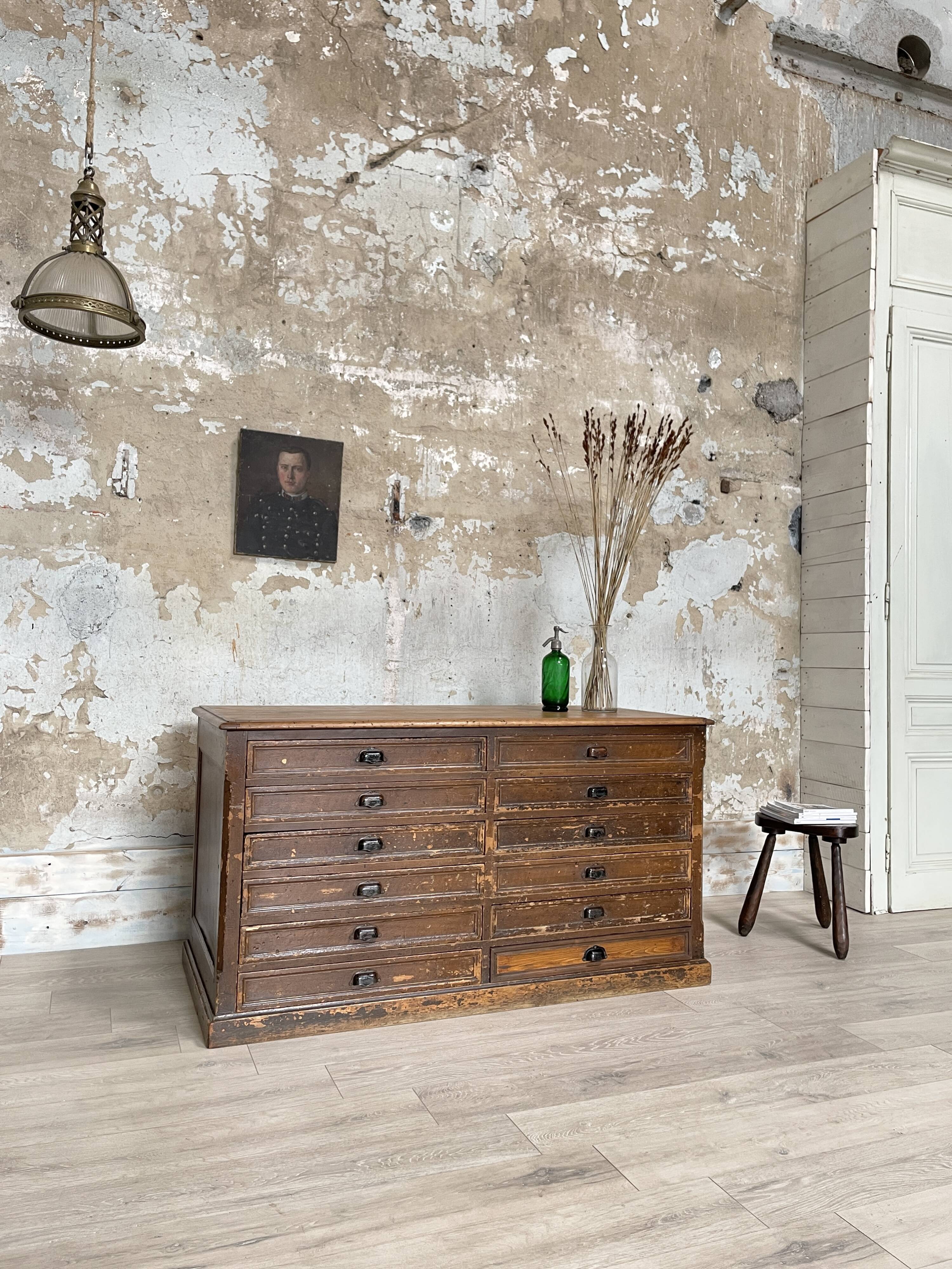 Double-sided trade counter with drawers, circa 1900