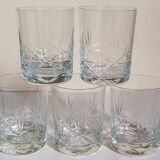 Five timpani glasses with vintage crystal stars