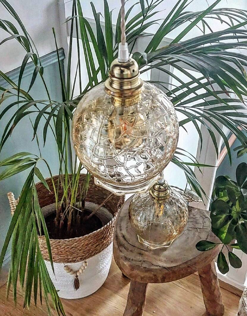 Vintage amber walking lamp