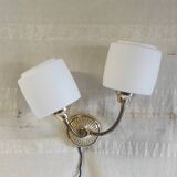 Double articulated wall light with opaline globe - 1950s/60s