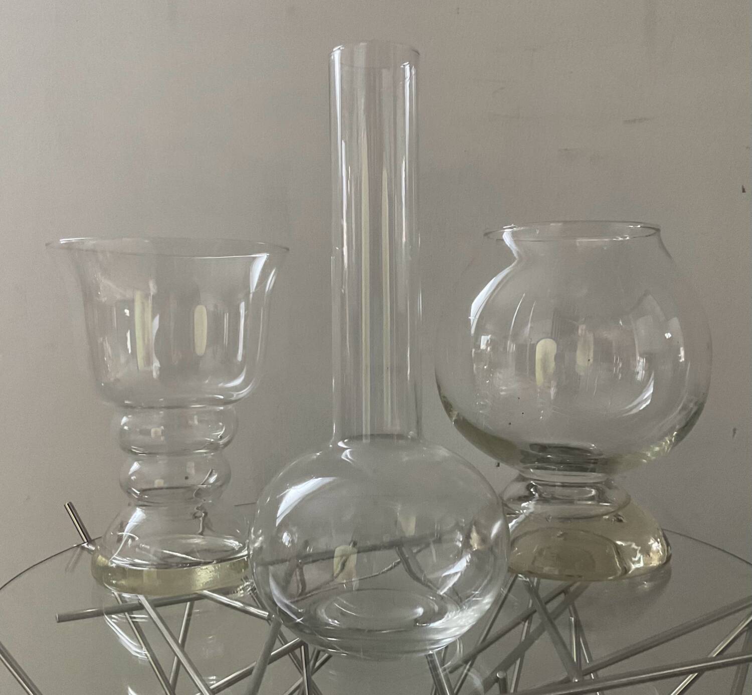 Trio of vintage glass vases