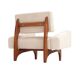 Pair of Italian Contemporary Walnut Armchairs with White Bouclé Upholstery