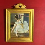 Old portrait of a ballet dancer with her pediment frame