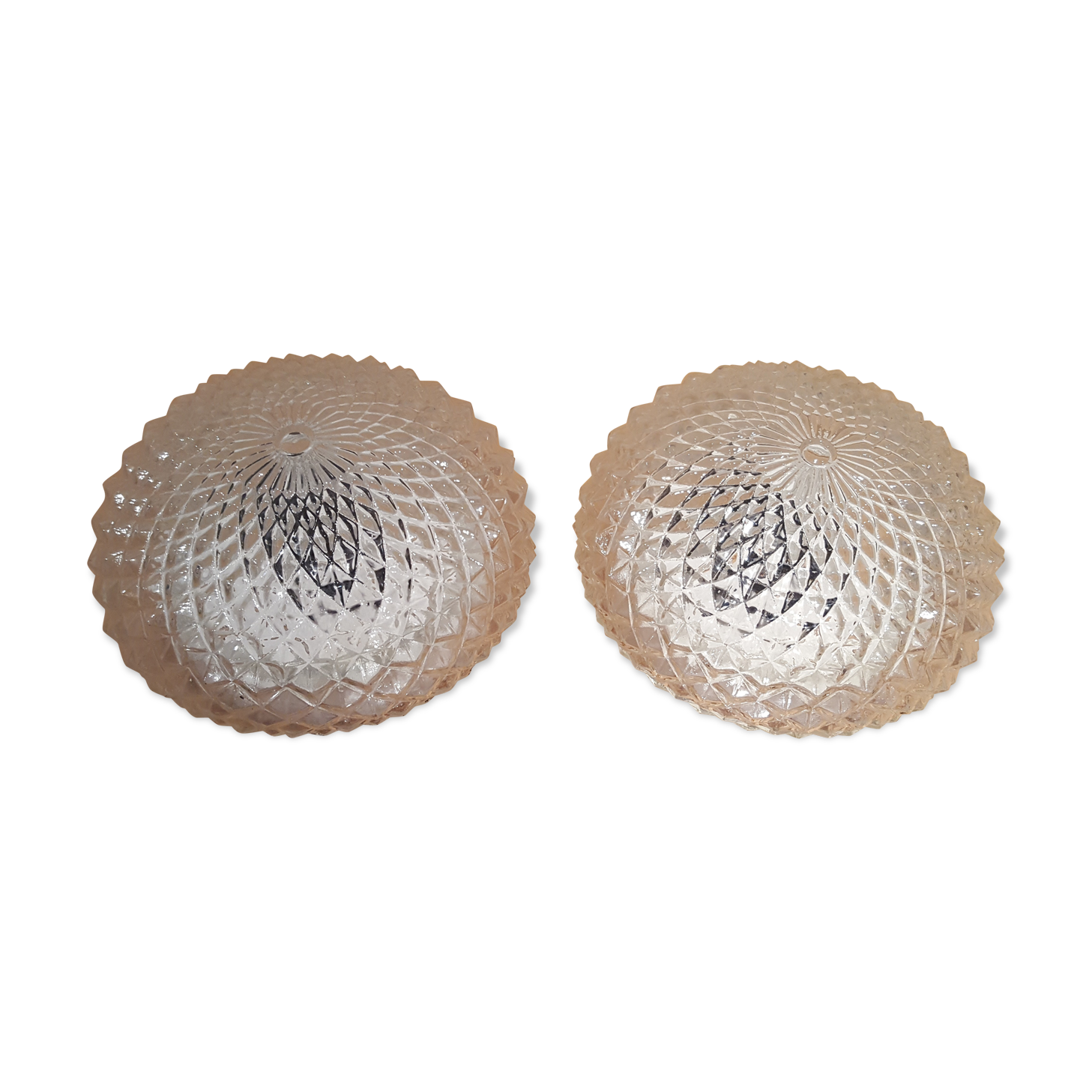 Pair of ceiling in cast glass