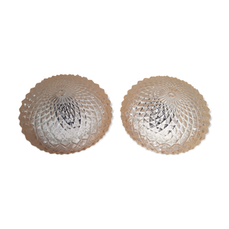 Pair of ceiling in cast glass