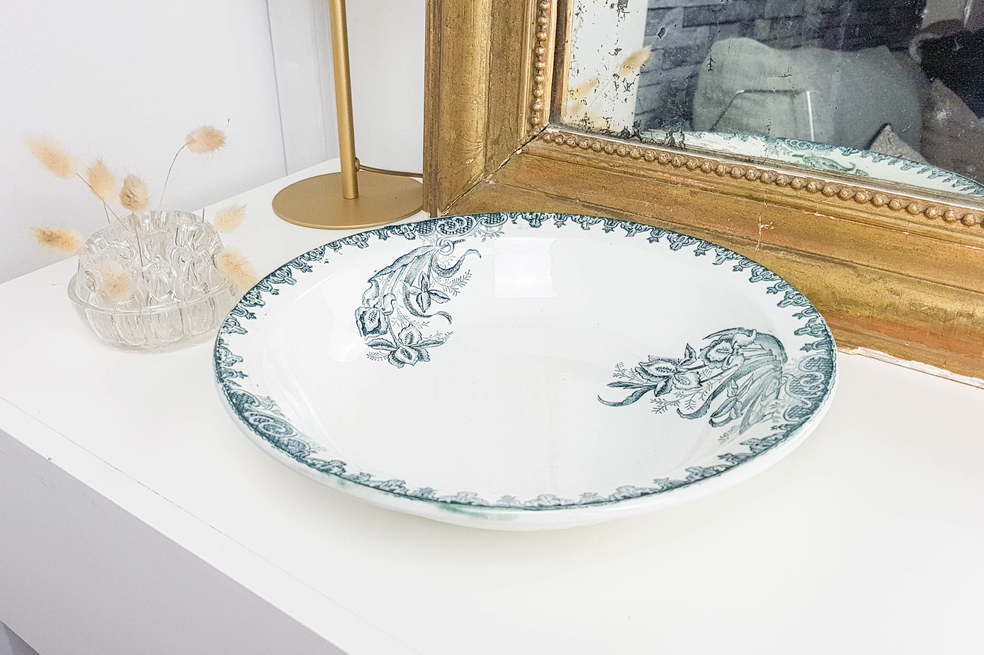 Grand plat creux « Iris «  Terre de fer Saladier