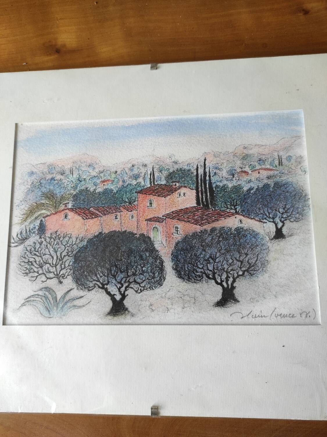 Watercolor landscape of Provence