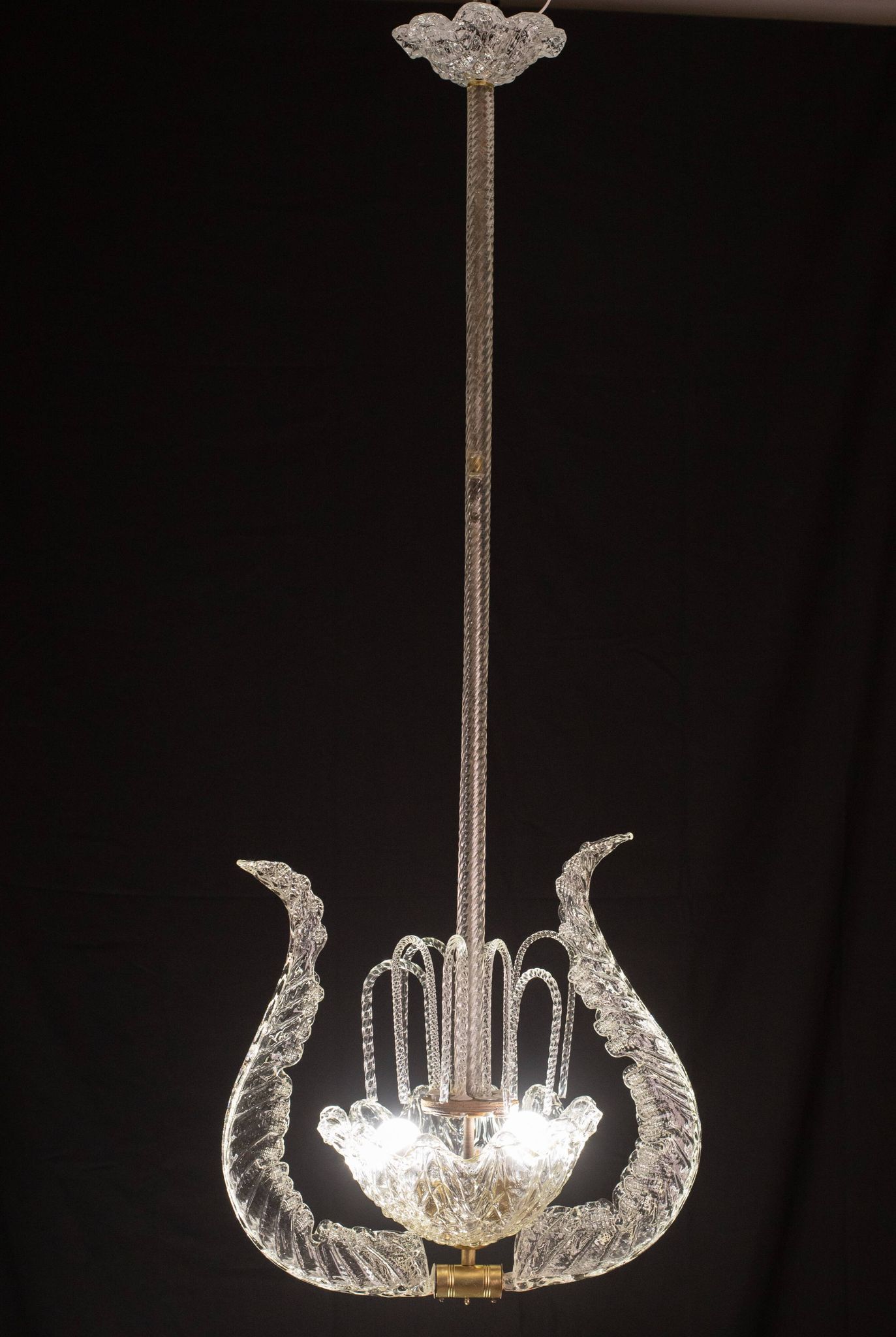 Art Decò Fountain Chandelier By Barovier e Toso, Murano Glass, 1940
