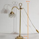 Tulip lamp in glass and bronze, adjustable, art deco 1920