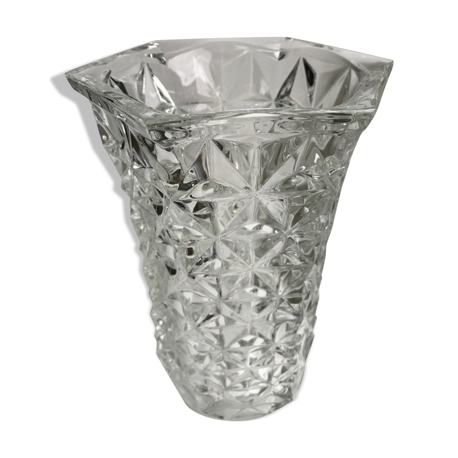 Faceted glass vase 60s